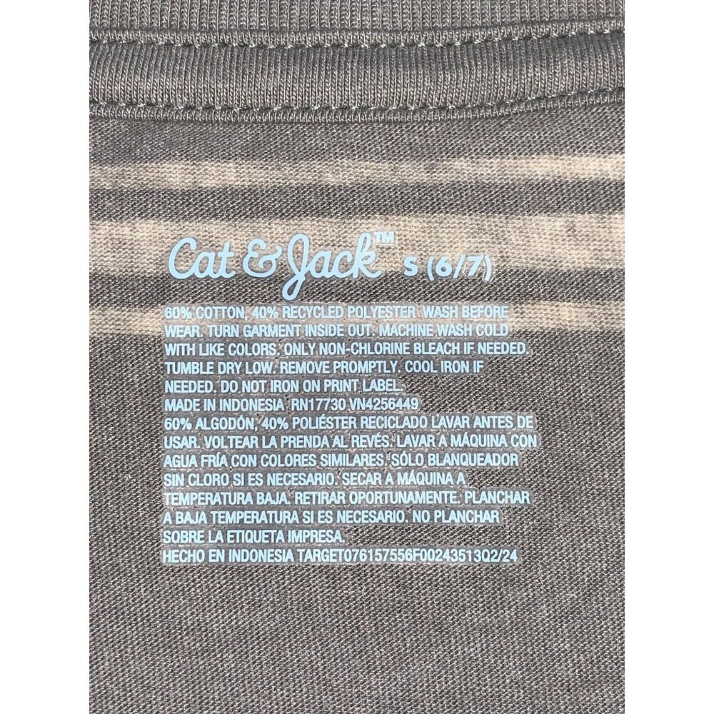 Cat & Jack Boys Gray/White Striped Casual T-Shirt Size Small 6-7 - Picture 7 of 8